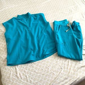 Figs Teal Medium Tall Zamora and Medium Rafaela